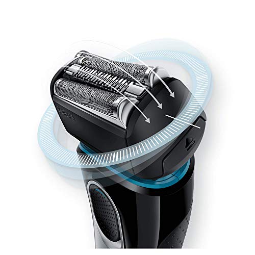 Braun Series 5 5147 s - Afeitadora eléctrica hombre, Afeitadora Barba, en Húmedo y Seco, Recortadora de Precisión Extraíble, Recargable e Inalámbrica, Negro/Azul/Cromo