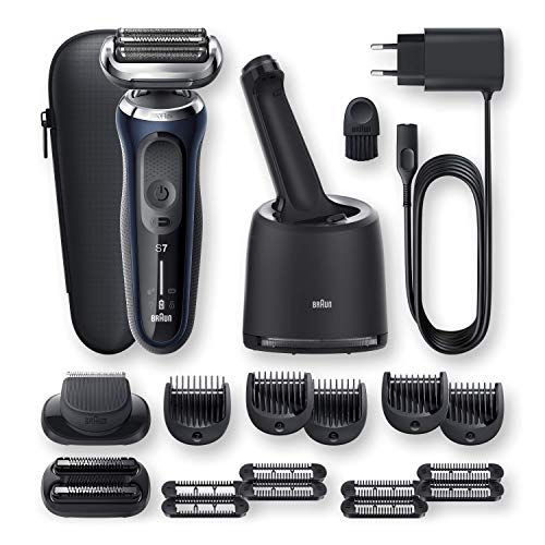 Braun Series 7 70-B7850cc Afeitadora Eléctrica, máquina de afeitar barba hombre de lámina, Con Centro De Limpieza SmartCare, 2 Accesorios EasyClick, Uso En Seco Y Mojado, Recargable, Inalámbrica, Azul