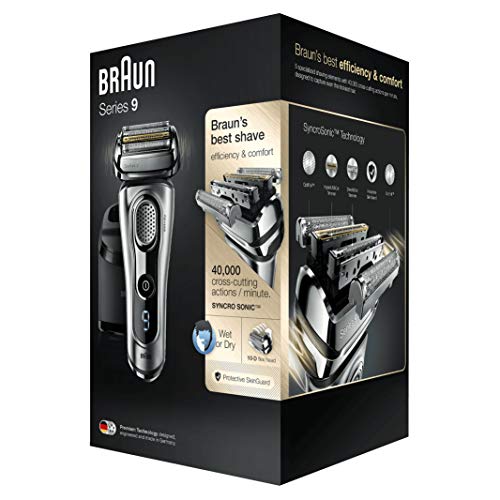 Braun Series 9 9290 cc - Afeitadora eléctrica para hombre de lámina, en húmedo y seco, máquina de afeitar barba con estación de limpieza Clean&Charge, plata, sólo recargable, recargable
