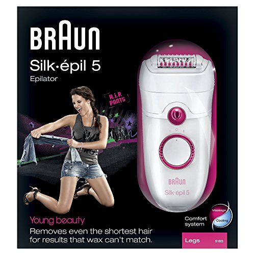 Braun Silk-épil 5 5185 Young Beauty Legs - Depiladora (Epilator) Crimson, Color blanco
