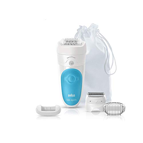 Braun Silk-épil 5 5/890 Depiladora Mujer: Depiladora Eléctrica Inalámbrica con Kit De Inicio: Con Tecnología SensoSmart, Wet & Dry (Uso En Húmedo Y Seco), Color Azul, Con 5 Accesorios