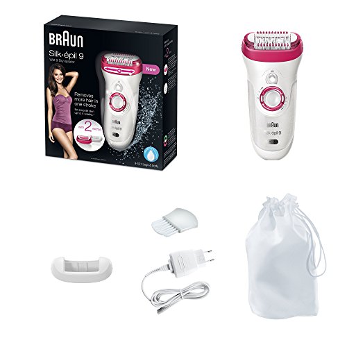 Braun Silk-épil 9 9-521 - Depiladora con tecnología Seco & Húmedo, sin cable, 2 accesorios