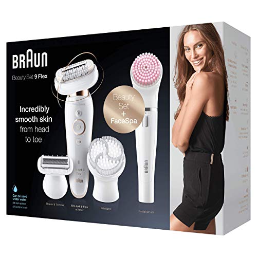 Braun Silk-épil 9 Flex 9100 Set de belleza, depiladora eléctrica mujer con cabezal flexible para depilación fácil, blanco
