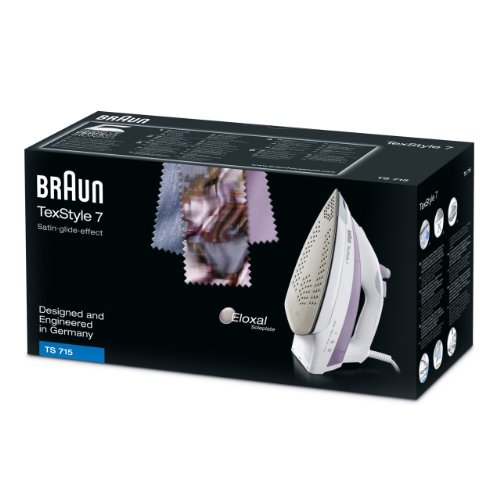 Braun Texstyle 7 TS715 - Plancha para la Ropa de Vapor de 2300W, Suela Eloxal, Golpe de Vapor de 140gr/min, Sistema Antical y Antigoteo, Color Blanco y Lila
