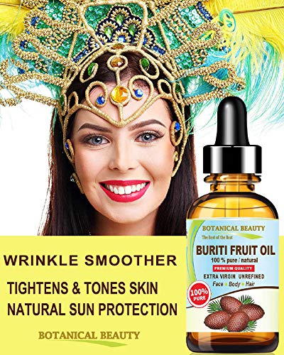 Brazilian BURITI FRUIT OIL 100% Pure / Natural / Cold Pressed Carrier Oil / Undiluted. For Face, Body, Hair, Lip And Nail Care. "One The Richest Natural Sources Of Vitamin A, E And C." From The Amazon Rainforest. (0.33 Fl.oz-10ml.) by Botanical Beauty
