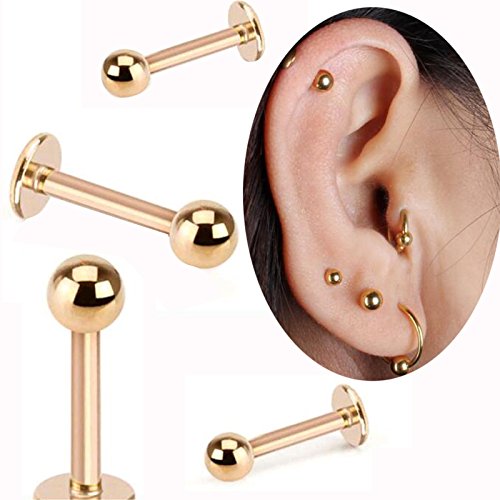 Briana Williams 12pcs Acero quirúrgico Labret Monroe Labio Piercing Anillo Tragus Helix Pendiente Stud Piercing joyería