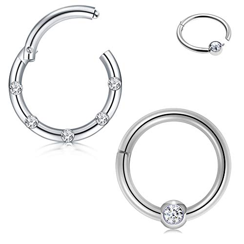 Briana Williams 2 unids Septum Clicker Anillo de Nariz Aro Acero Inoxidable 16G Segmento Labio inconsútil Pendiente Daith Piercing Joyería
