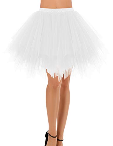 Bridesmay Mujeres Faldas Enaguas Cortas Tul Plisada Fiesta Tutu Ballet White L