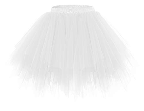 Bridesmay Mujeres Faldas Enaguas Cortas Tul Plisada Fiesta Tutu Ballet White L