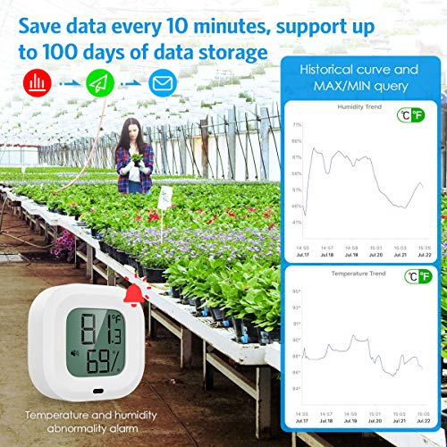 Brifit Higrómetro Termómetro Bluetooth, Sensor Inalámbrico Preciso de Monitoreo de Temperatura de Humedad, Alcance 35m, Pantalla en Teléfono iOS o Android a Través de Aplicación, para Hogar, Oficina