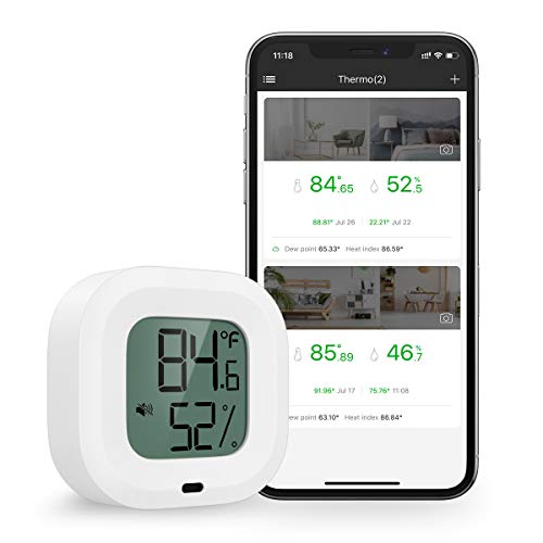 Brifit Higrómetro Termómetro Bluetooth, Sensor Inalámbrico Preciso de Monitoreo de Temperatura de Humedad, Alcance 35m, Pantalla en Teléfono iOS o Android a Través de Aplicación, para Hogar, Oficina