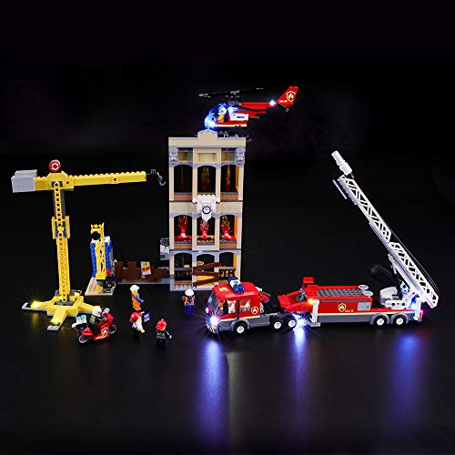 BRIKSMAX Kit de Iluminación Led para Lego City Fire Brigada Distrito Centro, Compatible con Ladrillos de Construcción Lego Modelo 60216, Juego de Legos no Incluido