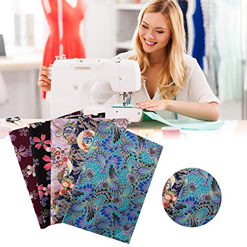 Brillie 5PCS Cuadrados de Retazos de Tela de algodón DIY para Coser, Tela de Retazos con patrón de Flores pequeñas Material de Estilo japonés para Coser, acolchar, 20x25CM