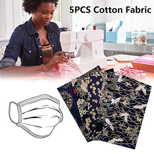 Brillie 5PCS Cuadrados de Retazos de Tela de algodón DIY para Coser, Tela de Retazos con patrón de Flores pequeñas Material de Estilo japonés para Coser, acolchar, 20x25CM