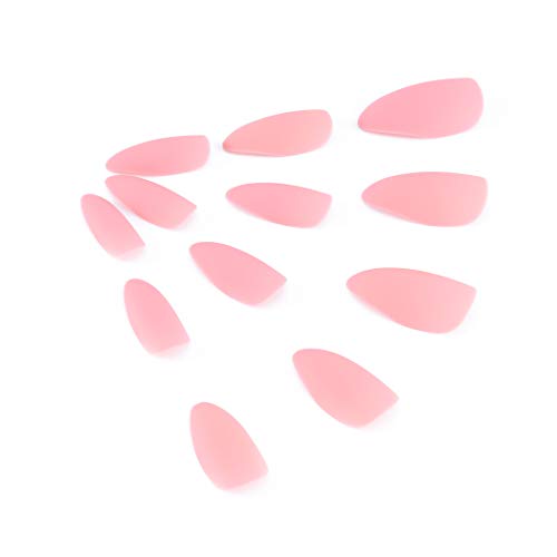 Brishow Uñas postizas largas Bailarina Mate Stick on Nails Cubierta completa Uñas postizas acrílicas 24 piezas para mujeres y niñas (rosa claro)