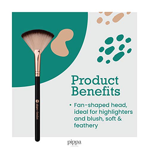 Brocha de abanico Studio FX de Pippa of London - Brocha de maquillaje en abanico suave para resaltar y ruborizar
