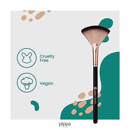 Brocha de abanico Studio FX de Pippa of London - Brocha de maquillaje en abanico suave para resaltar y ruborizar