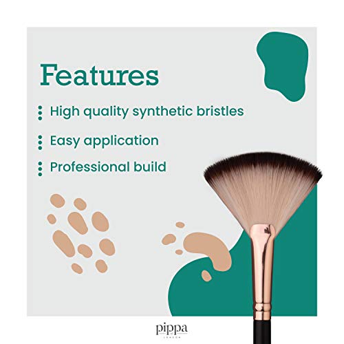 Brocha de abanico Studio FX de Pippa of London - Brocha de maquillaje en abanico suave para resaltar y ruborizar