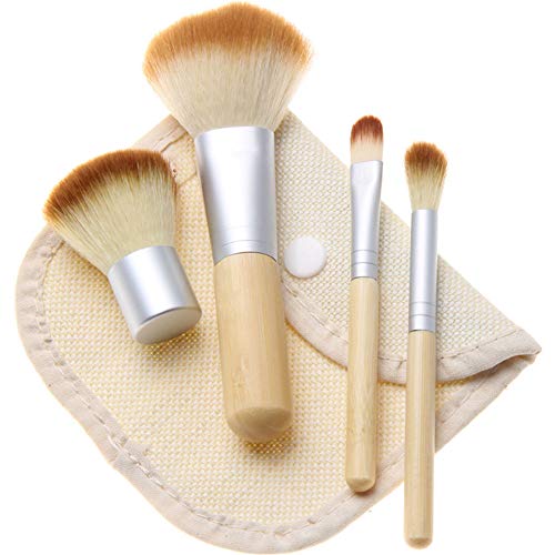 Brochas de Maquillaje, 4pcs Maquillaje Profesional Pinceles Maquillaje de Ojos Rubor Contorno de los Labios Corrector Brochas Cosméticas
