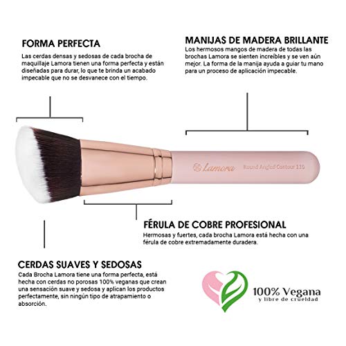 Brochas De Maquillaje Contorno Profesional Cepillo De Contorno - Ideal Para La Aplicación De Bases De Maquillaje Liquido Tradicionales, Polvos Suelto Y Compacto - Fibras Sintéticas Gruesas