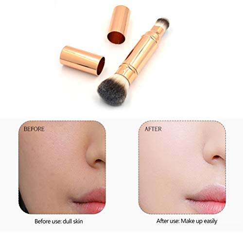 Brochas de maquillaje Kousa, 2 en 1, retráctiles, 2 en 1, con doble punta retráctil, para base de maquillaje facial y para viajes en casa