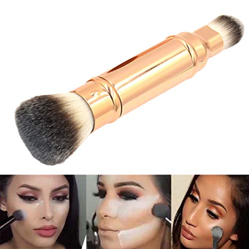 Brochas de maquillaje Kousa, 2 en 1, retráctiles, 2 en 1, con doble punta retráctil, para base de maquillaje facial y para viajes en casa