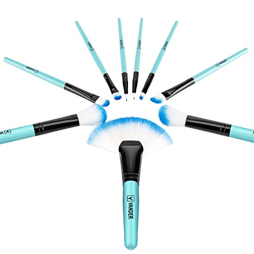 brochas de maquillaje,Vander- Juego de 32 brochas de maquillaje profesionales, base sintética, polvos, correctores, brochas de belleza con bolsa de viaje para cosméticos, azul