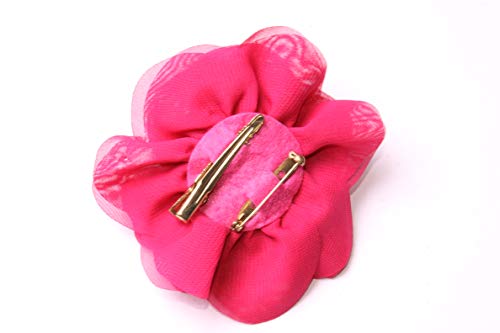 Broche de varias capas de color rosa magenta oscuro con diseño de flor elegante para mujer que se puede llevar como una horquilla para el pelo, moda fabulosa (T608)