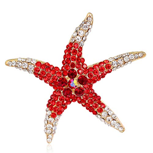 Broches para Vestidos Broches Ropa De aleación de Broche Moda Broche Gran alfileres de Seguridad Broche de Esmalte Estrella de mar Broche Red