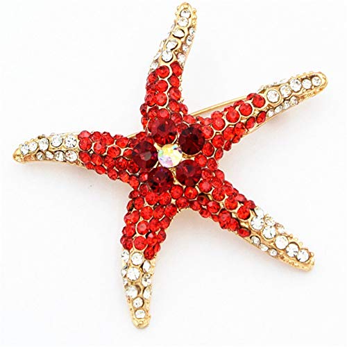 Broches para Vestidos Broches Ropa De aleación de Broche Moda Broche Gran alfileres de Seguridad Broche de Esmalte Estrella de mar Broche Red