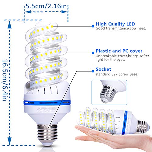 Bro.Light Bombillas LED E27, No Regulable, 20W (Equivalente a 150 vatios), Blanca Fria 6000K, 360 Degree Ángulo de haz, Bombillas LED de 1700 Lumens, AC 85-265 volts, 4-Pack