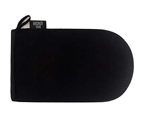 Bronze Tan el guante aplicador autobronceador de terciopelo para un bronceado sin sol incluso sin rayas protege las manos de las manchas al aplicar la loción bronceadora, lavable y reutilizable, negro