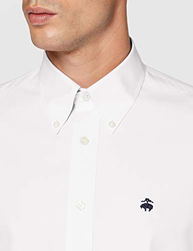 BROOKS BROTHERS Camicia Milano con Logo Cotone Manica Lunga Camisa Casual, Bianco (White 100), L para Hombre