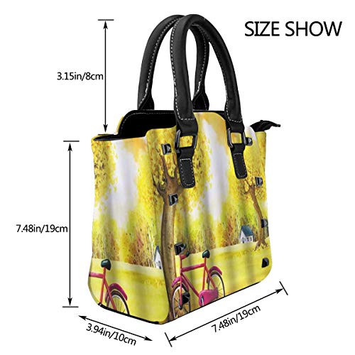 BROWCIN Ginkgo Biloba Bicicleta De Dibujos Animados Otoño Desmontable Moda Tendencia Bolso de las señoras Bolso de hombro