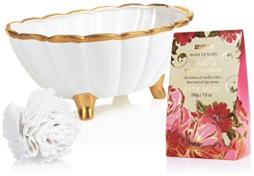 BRUBAKER 'Peony Vanille Love' Set de regalo de baño con bañera de cerámica, 7 piezas