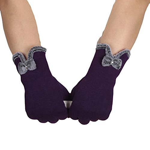 Bruce Dillon 2018 Pantalla de Guante Elegante para Mujer Guantes de muñeca Suaves de Invierno con Lazo cálido Guantes Cachemira Guante de Dedo Completo 0
