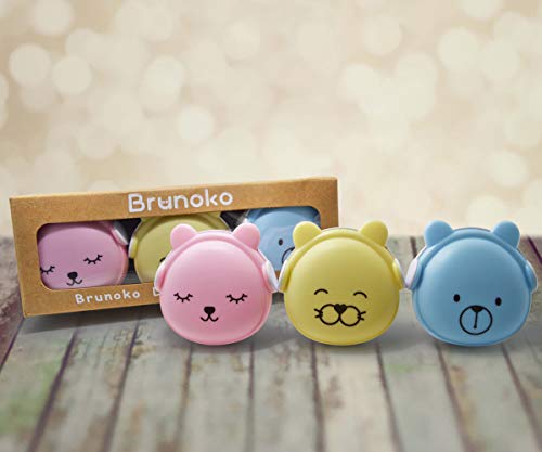 Brunoko luz nocturna infantil enchufe con Sensor de Luz Automático - luz quitamiedos infantil enchufe Pared - luz bebe para Habitación Bebé, Pasillos y Baño - Set de 3 Ositos - Diseñado en España