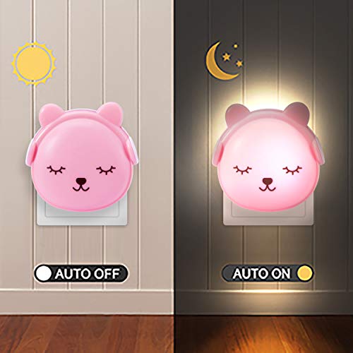 Brunoko luz nocturna infantil enchufe con Sensor de Luz Automático - luz quitamiedos infantil enchufe Pared - luz bebe para Habitación Bebé, Pasillos y Baño - Set de 3 Ositos - Diseñado en España