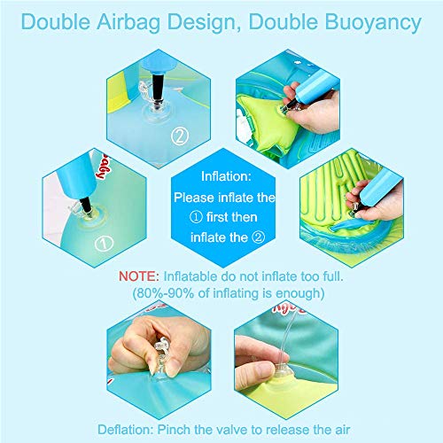 Bst4UDirect Bebés Natación Anillo, Recién Nacido Bebé Aprenda a Nadar Entrenador Inflable - Asiento Flotante Ajustable para Natación para Bebés(Incluye Gafas Protectoras, Bomba de Aire) L: 6-30 Meses
