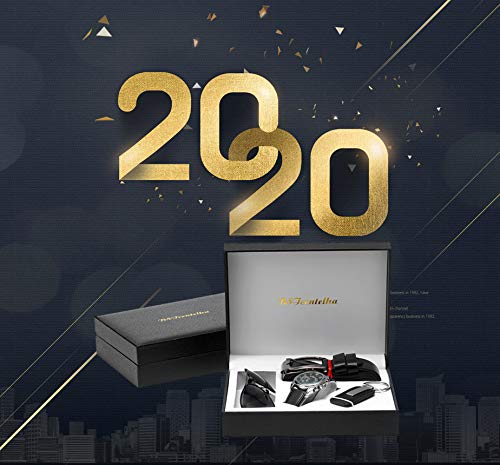 BSTcentelha - Reloj de Pulsera analógico de Cuarzo para Hombre, Piel Artificial, Llavero, Gafas de Sol, Color Azul Oscuro Regalo perfecto para el día de san valentín