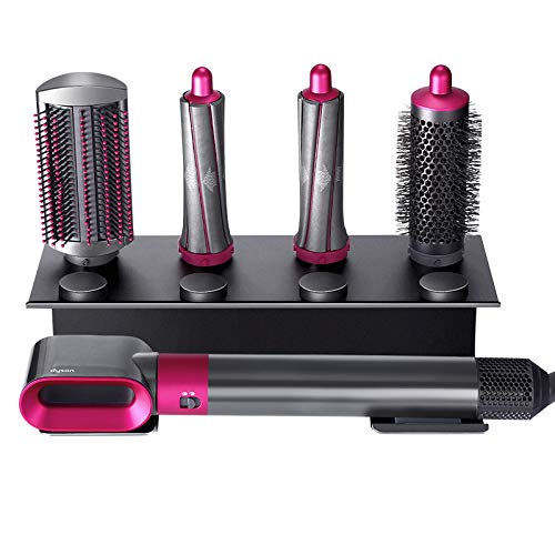 BUBM Soporte Rizador de Pelo para Dyson Airwrap Styler, montado en la Pared Soporte, Estante de Almacenamiento de baño para rizar el Cabello Dyson y 7 barriles de rizos (Negro)