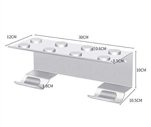 BUBM Soporte Rizador de Pelo para Dyson Airwrap Styler, montado en la Pared Soporte, Estante de Almacenamiento de baño para rizar el Cabello Dyson y 7 barriles de rizos (Plata)