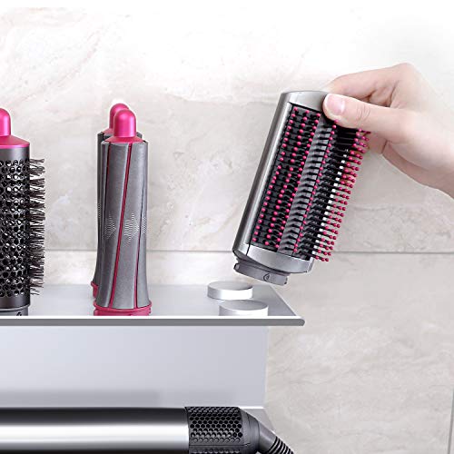 BUBM Soporte Rizador de Pelo para Dyson Airwrap Styler, montado en la Pared Soporte, Estante de Almacenamiento de baño para rizar el Cabello Dyson y 7 barriles de rizos (Plata)