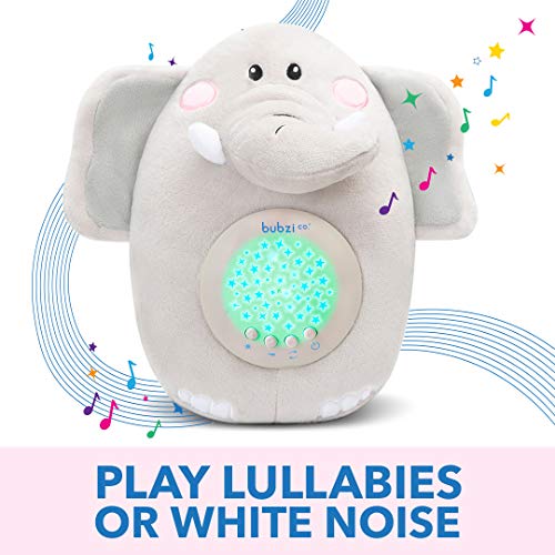 Bubzi Co Peluche para Bebé Elefante - Máquina de Ruido Blanco – Luz quitamiedos infantil – Regalo para Bebé Niña y Niño - Regalo de Baby Shower - Calmante del Sueño – Regalo para Recién Nacido