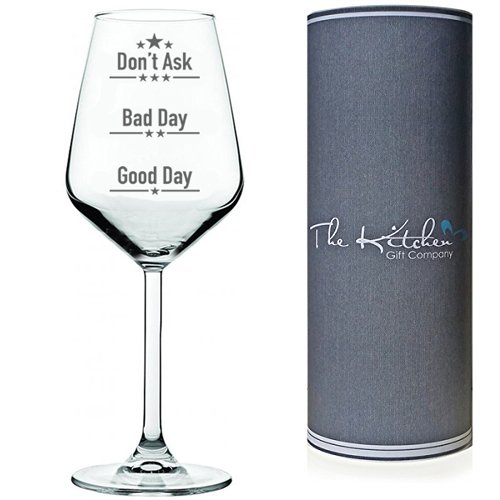 Buenos días, mal día, no preguntes. copa de vino, un regalo de bar novedoso para los amantes del vino, perfecto para vino tinto blanco o rosado. Regalo vino