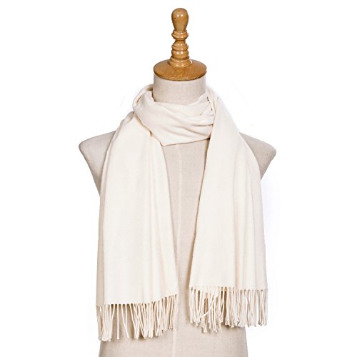 Bufanda de invierno grande para mujer 185 x 65 cm liso suave y cálido - crema