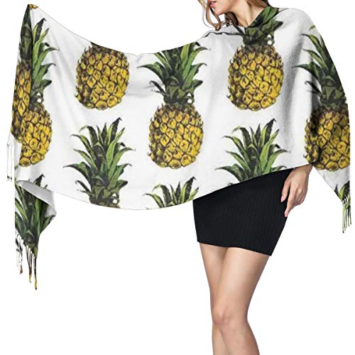 Bufanda Fringe Cachemira de imitación Chal Mujer Ilustración Piña Escapada Vacaciones Remotas Gourmet Con Palmeras Arte Bufanda de invierno de Cálido Grueso Otoño Invierno para hombre