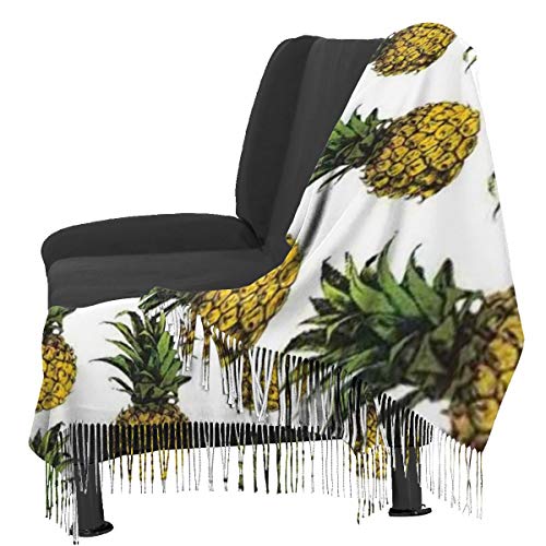 Bufanda Fringe Cachemira de imitación Chal Mujer Ilustración Piña Escapada Vacaciones Remotas Gourmet Con Palmeras Arte Bufanda de invierno de Cálido Grueso Otoño Invierno para hombre