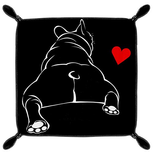 Bulldog Black Pequeña Caja De Almacenamiento De Cuero Caja De Almacenamiento Decorativa Plegable