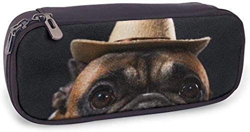 Bulldog - Estuche de piel con soporte para bolígrafo, organizador de lápices, estuche de cosméticos, auriculares Bluetooth, suministros escolares, bolsa con cremallera para bolígrafos, llaves